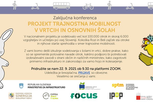 Zaključna konferenca projekta Trajnostna mobilnost v vrtcih in šolah